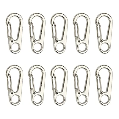Abbildung von Temlum Aluminium Karabinerhaken, 3,3 cm Mini Karabiner Set, Karabinerhaken mit Schnapp Verschluss, Schlüsselanhänger Haken für Camping, Reisen, Wandern (10 stücke) (Silber)