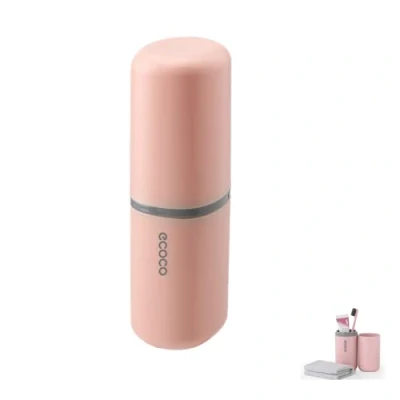 Abbildung von Meiyijia Reise Wasser Becher Set,Zahnbürstenhalter für Zahnbürsten und Zahnpasta,Zahnputzbecher, Geeignet Camping Reisen, Geschäftsreisen, Rosa