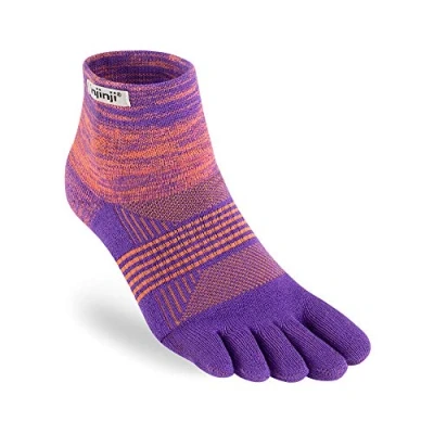 Abbildung von Injinji Trail Midweight Mini Crew Socken Damen lila/orange Schuhgröße XS S EU 35 40 2021 Laufsocken