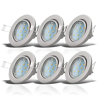 Abbildung von B.K.Licht 6er Set LED Einbaustrahler 230V schwenkbar, warmweiße Lichtfarbe, Lochmass 68mm, Spot, Deckenspots, Spots, Einbauleuchten, Einbauspots LED, Deckenstrahler, 86x70 mm, Matt Nickel
