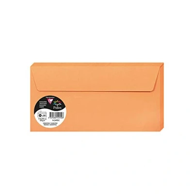 Abbildung von Clairefontaine 5495C Packung mit 20 Umschläge Pollen, Format DL, 110 x 220 mm, 120g, ideal für Korrespondenz und Einladungen, Clementine, 1 Pack