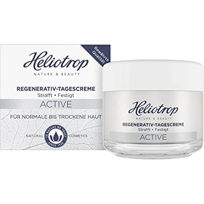 Abbildung von Heliotrop Feuchtigkeitsspendende Tagespflege für normale bis trockene Haut, Gesichtspflege mit Algenextrakt, Vitamin C und Rizinusöl, Active Regenerativ Tagescreme, 1 x 50 ml