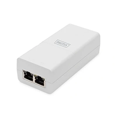 Abbildung von DIGITUS Gigabit Ethernet PoE Injektor Active Midspan Standard 802.3at 30 W Budget IP40 100m Reichweite kleines Gehäuse Weiss