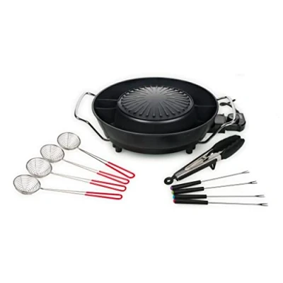 Abbildung von Tristar Koreanischer Grill &amp; Hot Pot 36 cm ⌀ 3 L Fassungsvermögen 4 Personen 220 C Schwarz