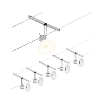 Abbildung von Paulmann 94448 CorDuo Seilsytem Set Sheela DC max. 5x10 Watt erweiterbar Chrom matt Drahtseil Kunststoff GU5,3 Drahtseilsystem ohne Leuchtmittel