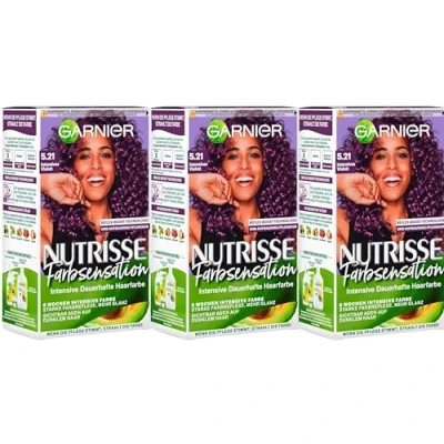 Abbildung von Garnier Nutrisse Pflegende Intensivtönung Coloration mit 8 Wochen Halt, 5.21 Intensives Violett, 3er Pack