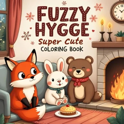 Abbildung von Fuzzy Hygge: Cute and Cozy Coloring Book for Adults &amp; Teens Featuring 51 Adorable Animals Characters Stress Relief Autumn Scenes
