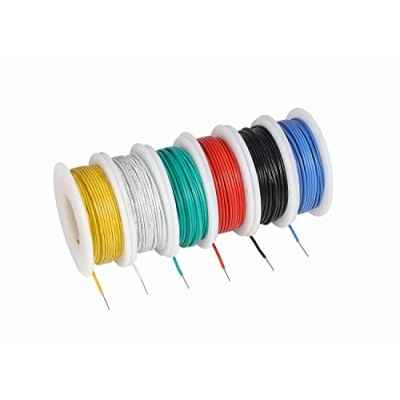 Abbildung von TUOFENG 30awg Draht Fest Kern Anschlussdrähte 6 Verschiedene farbige Jumper Wire 100ft oder 30m Jeder, 0.05mm² verzinnter Kupferdraht PVC (OD: 0.60mm) Haken Sie Kit an