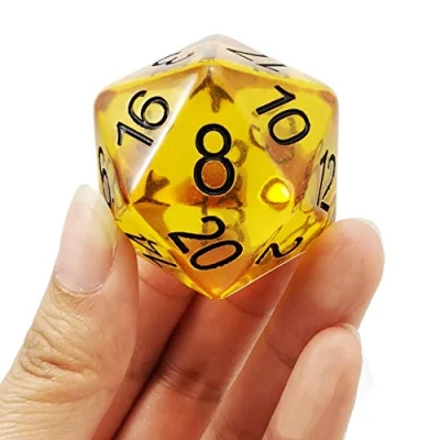 Abbildung von Bescon Amber Jumbo D20 38MM, Big Size 20 Sides Dice, Faces Cube 1.5 inch