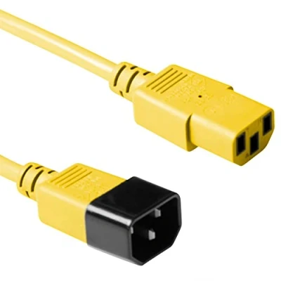 Abbildung von ACT Kaltgerätekabel 1,8m, C13 auf C14 Verlängerung, IEC Stecker Buchse 3 Pin AK5118 Gelb