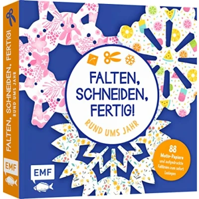 Abbildung von Bastelblock: Falten, Schneiden, fertig! Rund ums Jahr: Mit 88 Motiv Papieren und aufgedruckten Faltlinien für 16 Modelle zum sofort Loslegen