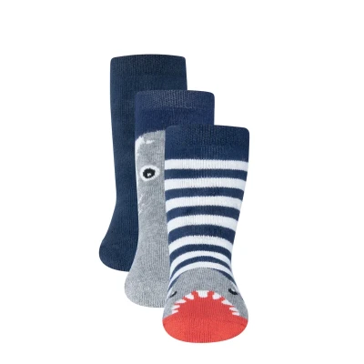 Abbildung von Ewers Stopper HAI 3 PACK Socken für Kinder, Größe: 21 22, Blau
