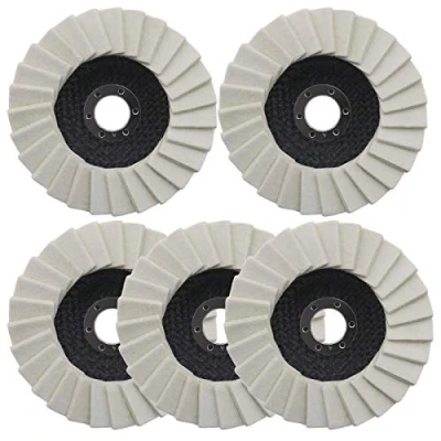 Abbildung von 5 Stück Polierscheibe 125mm x 22,2 mm Polierfächerscheibe Filz Glanz Polier Scheibe für Winkelschleifer