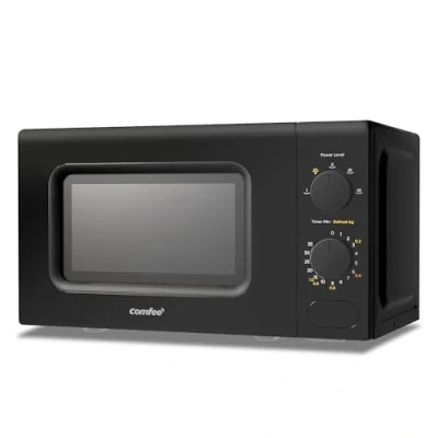 Abbildung von COMFEE&#039; Mikrowelle, Schwarz, 20 Liter, 700 W, 5 Leistungsstufen, Schnellauftaufunktion, manueller Timer, kompaktes Design CM M202CC(BK)
