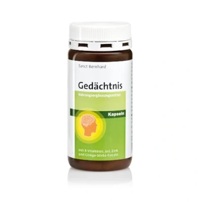 Abbildung von Sanct Bernhard Gedächtnis Kapseln 50mg Ginkgo biloba Spezialextrakt pro Kapsel Mit Vitamin B Komplex, Biotin, Jod &amp; Zink 180