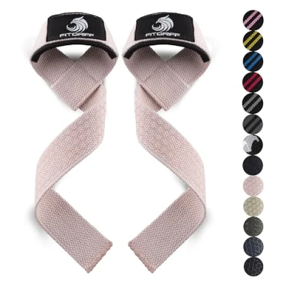 Abbildung von Fitgriff® Zughilfen (gepolstert) für Krafttraining, Bodybuilding, Fitness Kreuzheben Gurte Lifting Straps Frauen und Männer (Blush Pink, Silicone, XS)
