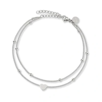 Abbildung von GD GOOD.designs Fußkettchen Herz Silber für Damen Wasserfest I Mehrreihige Fußkette Verstellbar Filigraner silberner Edelstahl Fußschmuck