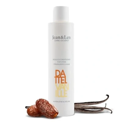 Abbildung von Jean &amp; Len Rebuild Conditioner Dattel Vanille, für stark strapaziertes Haar, bändigt Frizz und entwirrt die Haare, mit Vanille Duft, ohne Silikone Parabene, vegan, 300 ml