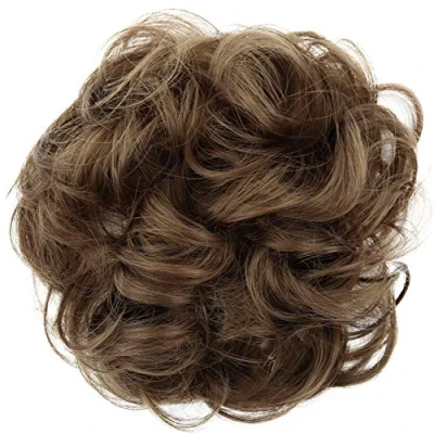 Abbildung von CAISHA Haarteil Haargummi Hochsteckfrisuren Brautfrisuren Voluminös Gelockt Unordentlich Dutt Kunstfaser DM15cm Mittelbraun G7A