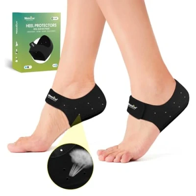 Abbildung von Welnove Fersenschutz für Plantarfasziitis, Gel Fersenschalen Damen und Herren, Fersen, Sporn, Schmerzlinderung, Ferseneinlagen, Pads Achillessehnenentzündung, trockene, rissige