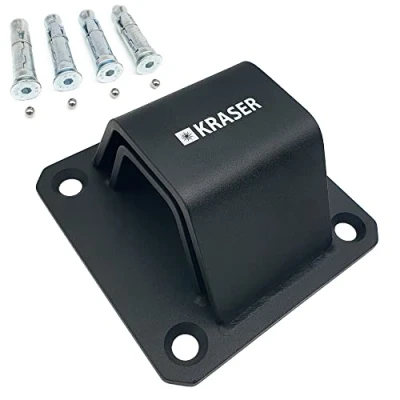 Abbildung von KRASER KR52B Anker Boden oder Wand Diebstahlsicherungsanker aus Hochfestem Stahl für Kette mit Doppelbogen + Basis und 4 Ankerpunkten, Doppelschichtlackierung, motorrad, Fahrrad