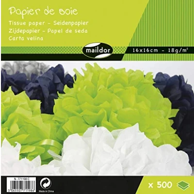 Abbildung von Clairefontaine Maildor 771198C Seidenpapier (Pack mit 500 Bögen, säurefrei, 16 x 16cm, 18g) 1 Pack, farbig sortiert