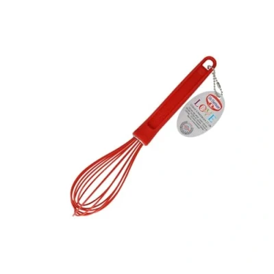 Abbildung von Dr. Oetker Silikon Schneebesen FLEXXIBLE LOVE, praktischer Rührbesen aus hochwertigem Platinsilikon, spülmaschinengeeignet, handlicher Ballonschneebesen, aufhängbar (Farbe: Rot), Menge: 1 Stück