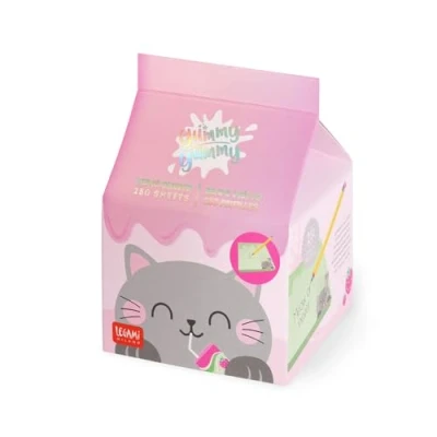 Abbildung von Legami Yummy Memoblock, Notizblock mit 250 abnehmbaren Blättern, FSC zertifiziertem Papier, Größe 7 x 10 cm, Memopad grünen Kitty