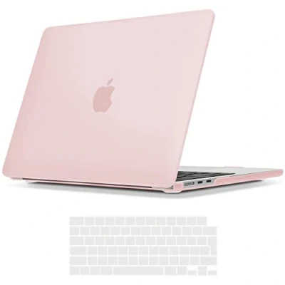 Abbildung von TECOOL Hülle für MacBook Air 15 Zoll M3 M2 2024 A3114 u. 2023 A2941, Ultradünne Hartschale Schutzhülle Case und EU QWERTZ Tastaturschutz, Kreiderosa