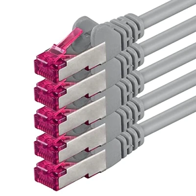 Abbildung von 1aTTack.de 1m grau 5 Stück Netzwerkkabel Cat6a (10Gb/s) S FTP CAT 6a Lankabel GHMT zertifiziert PIMF 500 MHz Cat5 Cat5e Cat6 Cat7 für Switch, Router, Modem, Internet