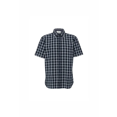 Abbildung von s.Oliver Checkered Shortsleeved Hemd, Herren, Größe: Large, Navy