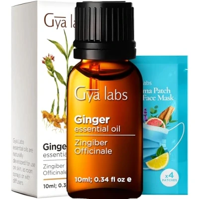 Abbildung von Gya Labs Ätherische Ingweröl für Haare 100% Reines Natürliches in Premiumqualität Diffusor, Haut, Körper und zur Kerzenherstellung Wärmender Würziger Duft (10 ml)