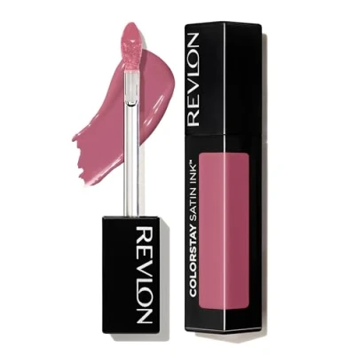 Abbildung von Revlon ColorStay Satin Ink Liquid Lipstick Longwear Rich Lip Colors Formulated with Black Johannisbeere Seed Oil, 008 Mauvey, Darling