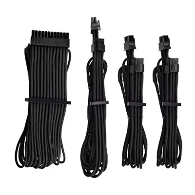 Abbildung von Corsair Premium Sleeved Netzteil Starter Kabel Set Typ4 (Generation 4 Serie) Weiß/Schwarz