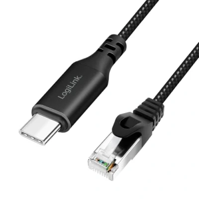 Abbildung von LogiLink CU0413 aktives USB 3.2 (Typ C) zu Netzwerk (RJ45) Anschlusskabel 1Gbps, 3 m