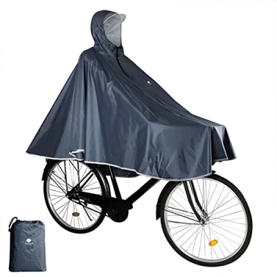 Abbildung von Anyoo Wasserdicht Radfahren Regen Poncho Portable Leichte Regenjacke Mit Kapuze Fahrrad Compact Cape Wiederverwendbare Unisex für Backpacking Camping Outdoors,Einheitsgröße,Grau