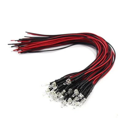 Abbildung von Evemodel 20 Stk. Vorverdrahtete LED 2mm weis Dioden Lampe Beleuchtungs mit Kabel 20cm 12 18 V