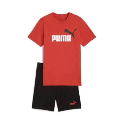 Abbildung von Puma LOGO TEE AND Shorts Unisex SET kurze Sporthose für Kinder, Größe: 176, Red fire
