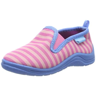 Abbildung von Playshoes Unisex Kinder Hausschuhe, Blau Ringel, 30/31 EU