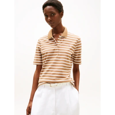 Abbildung von Tommy Hilfiger Poloshirt, Damen, Größe: XXS, Hickory/ecru