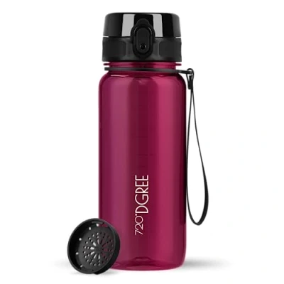 Abbildung von 720DGREE Trinkflasche 650ml “uberBottle“ crystalClear +Sieb BPA Frei Auslaufsichere Wasserflasche für Kinder, Schule, Uni, Sport, Gym, Fitness Sportflasche aus Tritan Leicht, Stoßfest