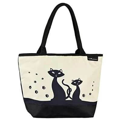Abbildung von VON LILIENFELD Handtasche Schwarze Katzen Kätzchen Shopper Damen Motiv Maße L42 x H30 T15 cm Strandtasche Henkeltasche Büro