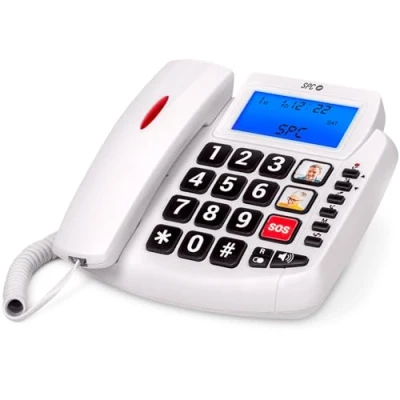 Abbildung von SPC Comfort Volume 2 Festnetztelefon für Senioren, große Tasten, Lautstärkeverstärker, hörgerätekompatibel, 3 Direktspeicher, Anrufer ID und Lichtsignal Weiß