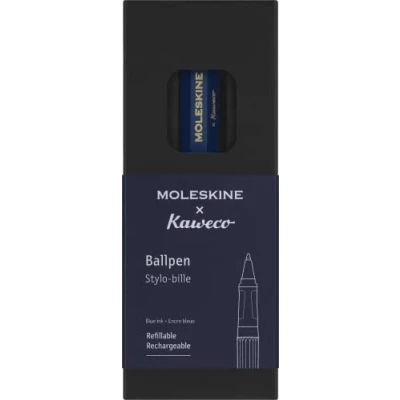 Abbildung von Moleskine x Kaweco Kugelschreiber, Nachfüllbarer Stift aus ABS Kunststoff für Schriftsteller, Notizenmacher, Mine 1,0 mm mit Blauer Tinte, Farbe Blau