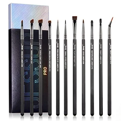Abbildung von Jessup Pinselset Eyeliner Pinsel Set Professionelles Augenpinselset 11 teilig Make Up Augenpinsel Makeup Brushes Schminkpinsel Kosmetikpinsel Präzisions Definierer Schwarz/Silber T324