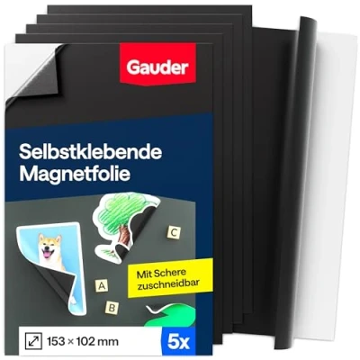 Abbildung von GAUDER Magnetfolie selbstklebend Magnetische Folie schwarz Magnetklebefolie für Fotos &amp; mehr (5 Stück)