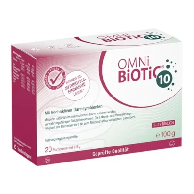 Abbildung von OMNi BiOTiC 10 20 Portionen (100g) Bakterienstämme Mrd. Keime pro Tagesdosis Pulver Mit Inulin Vegan Glutenfrei Lactosefrei Zur täglichen Anwendung