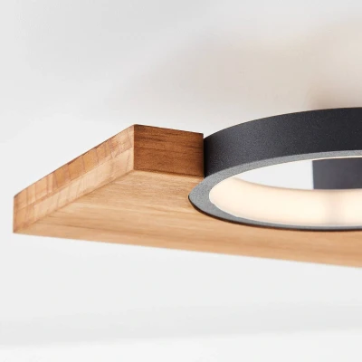 Abbildung von Brilliant LED Deckenleuchte »Cheesy«, 40 x 25 cm, 1400lm, 3000K, Holz/Metall, natur/schwarz