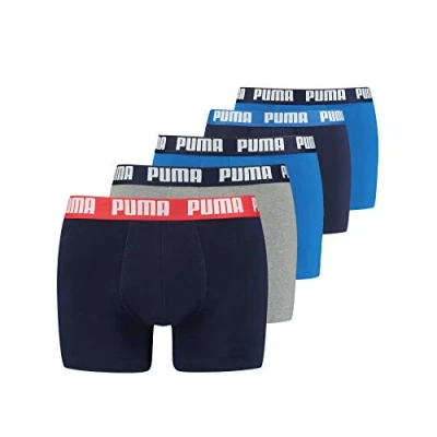 Abbildung von Puma Herren Basic Men&#039;s (5 Pack) Boxer Slip, Mehrfarbig (Blue/Grey /Melange), M EU