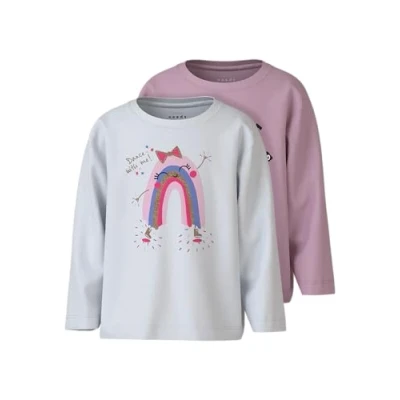 Abbildung von Name it Nmfveen 2 PACK Langarmshirt für Kinder, Größe: 92, Corsage/bright white